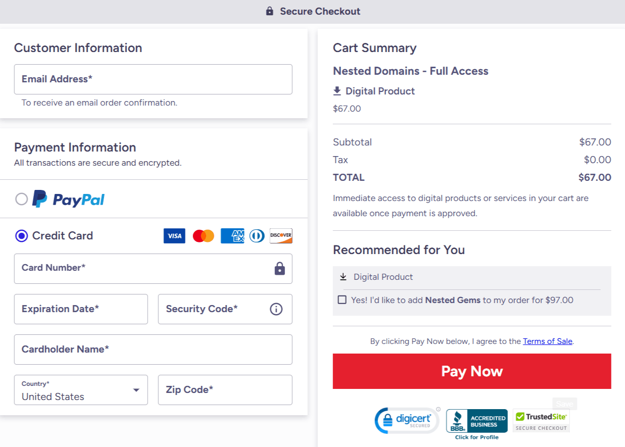 Fast wealth Checkout page 